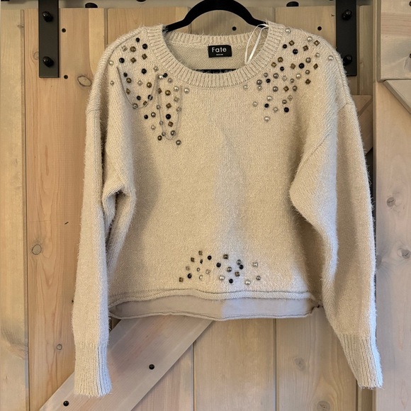 Fate Sweaters - Fate Stud and Chain Fuzzy Sweater